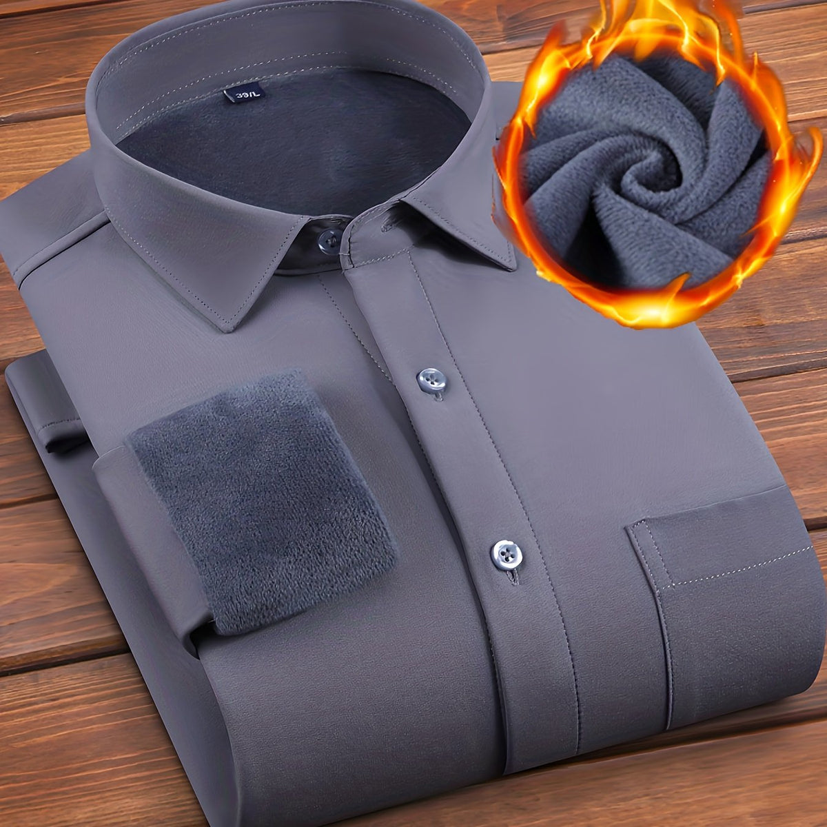 Herren Winterhemd Langarm mit Brusttasche und Fleecefutter