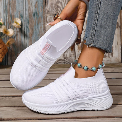 Damen Slip-On Freizeitschuhe mit Streifen – Bequeme Alltagssneaker für Freizeit & Spaziergänge