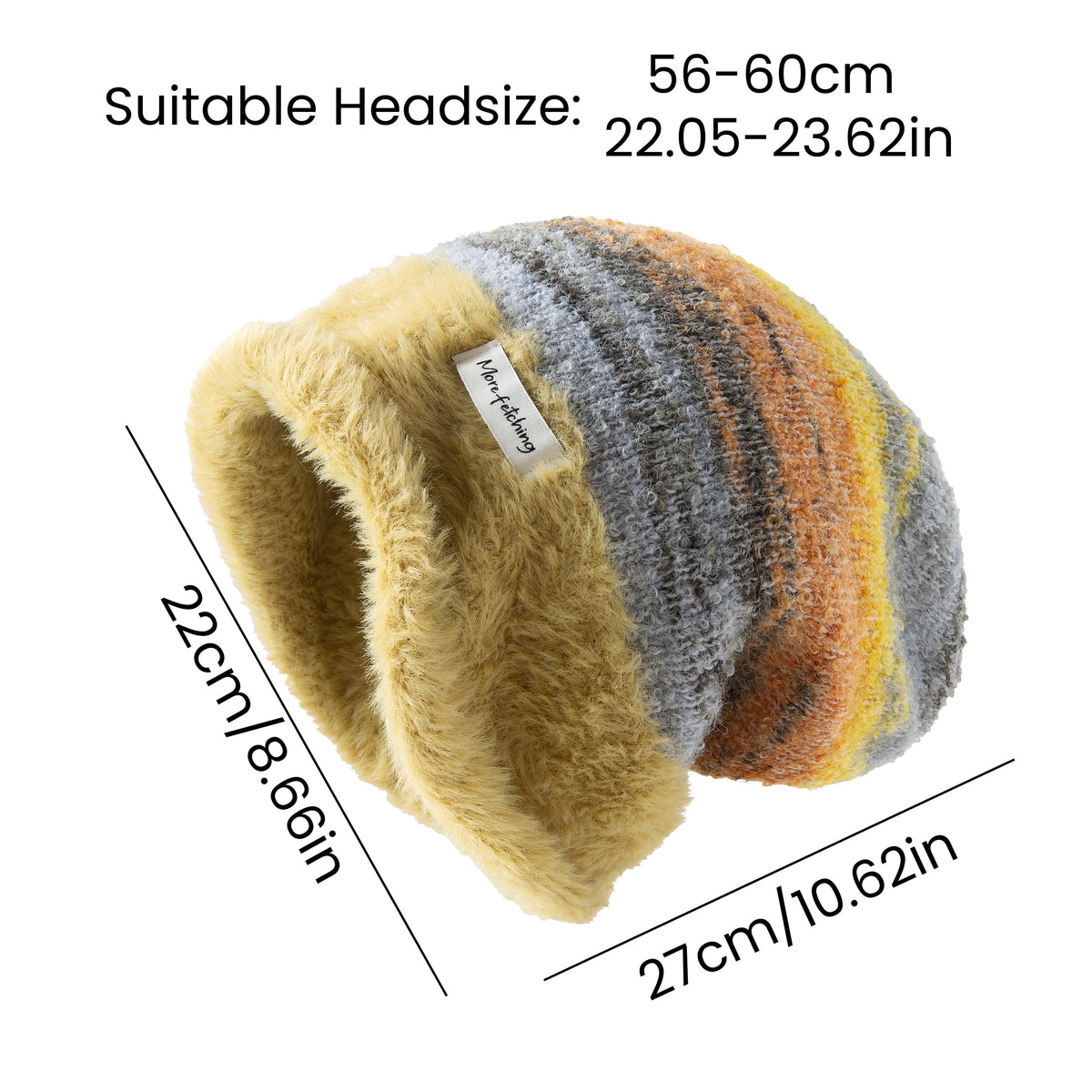 Unisex Winter Beanie Strickmütze mit weichem Futter & Farbverlauf