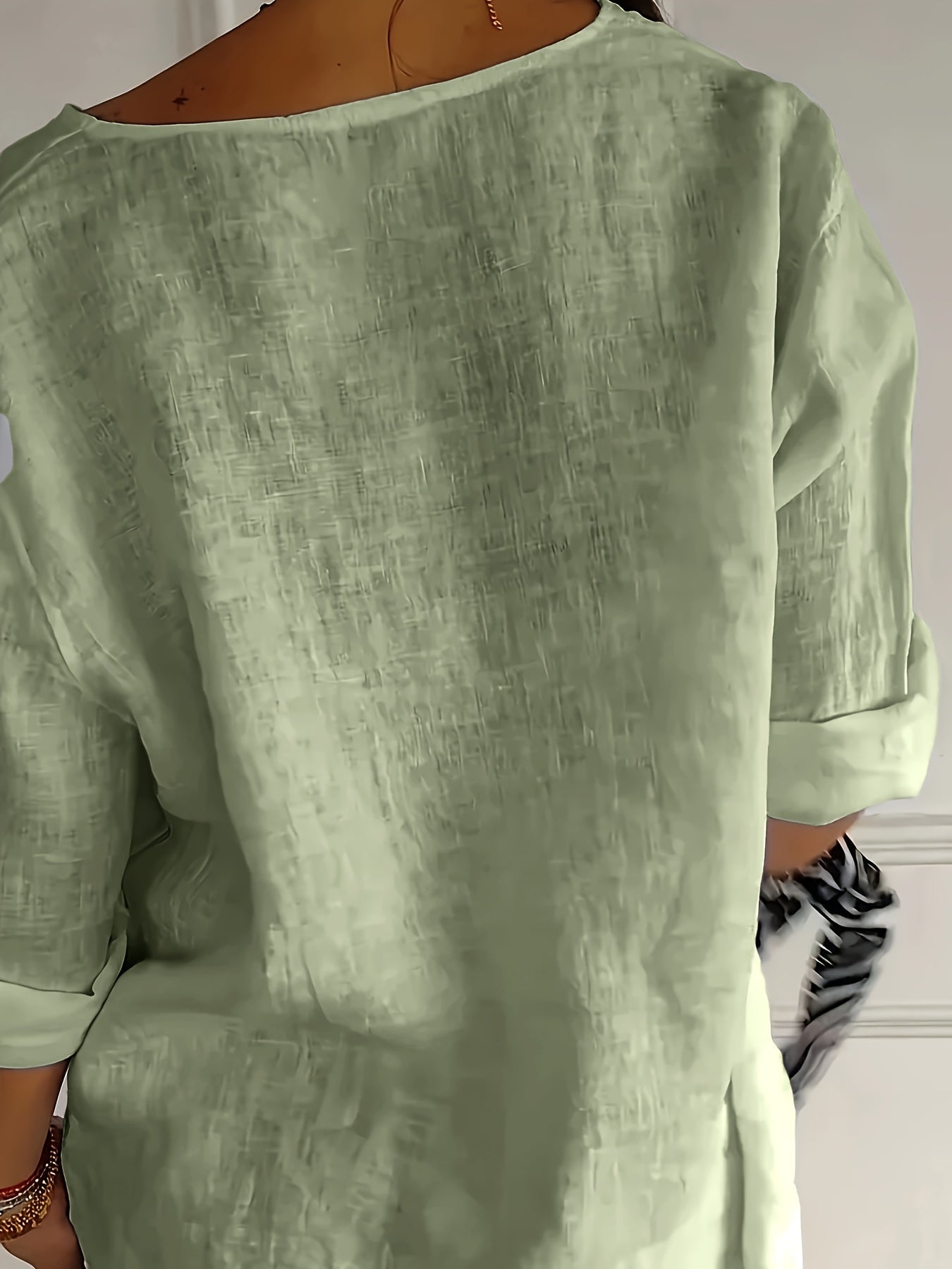 Damen Bluse mit Knopfleiste und 3/4-Ärmeln – Casual Eleganz für Alltag & Büro
