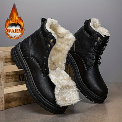 Herren Winterstiefel gefüttert Schnürstiefel Stiefelette mit Profilsohle