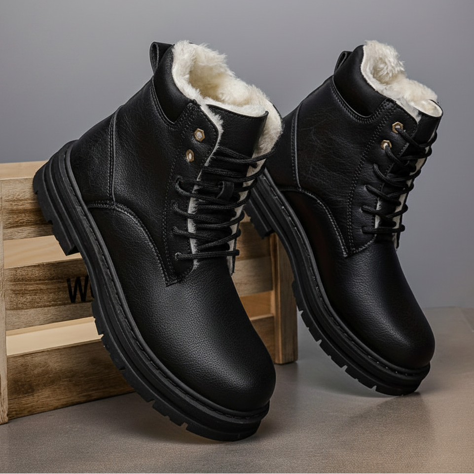Herren Winterstiefel gefüttert Schnürstiefel Stiefelette mit Profilsohle