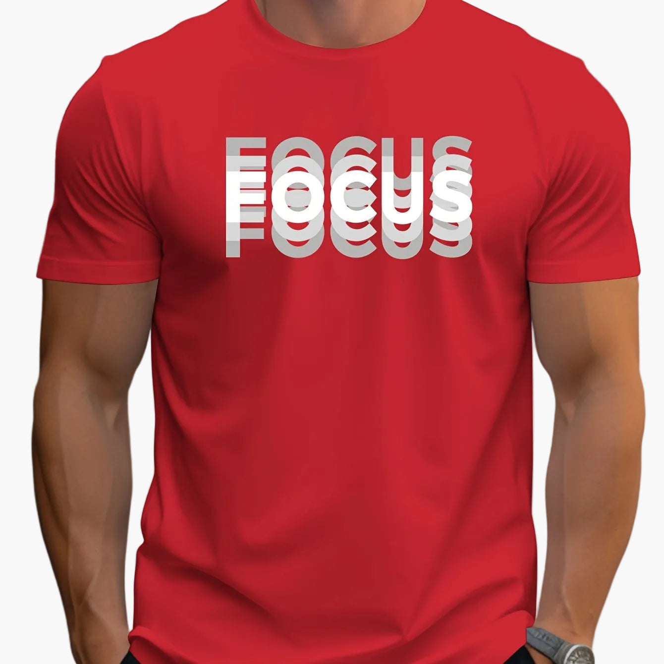 Herren T-Shirt mit modernem FOCUS Schriftzug – Casual Statement Look für Alltag und Freizeit
