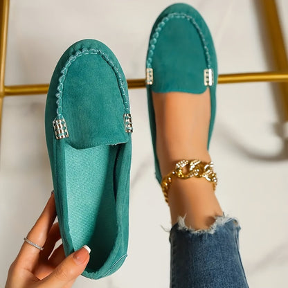 Damen Mokassins Slip-On Bequeme Casual-Loafer Schuhe