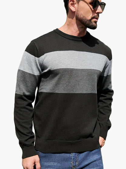 Herren Strickpullover mit Blockstreifen – Moderner Casual Look für Herbst und Winter
