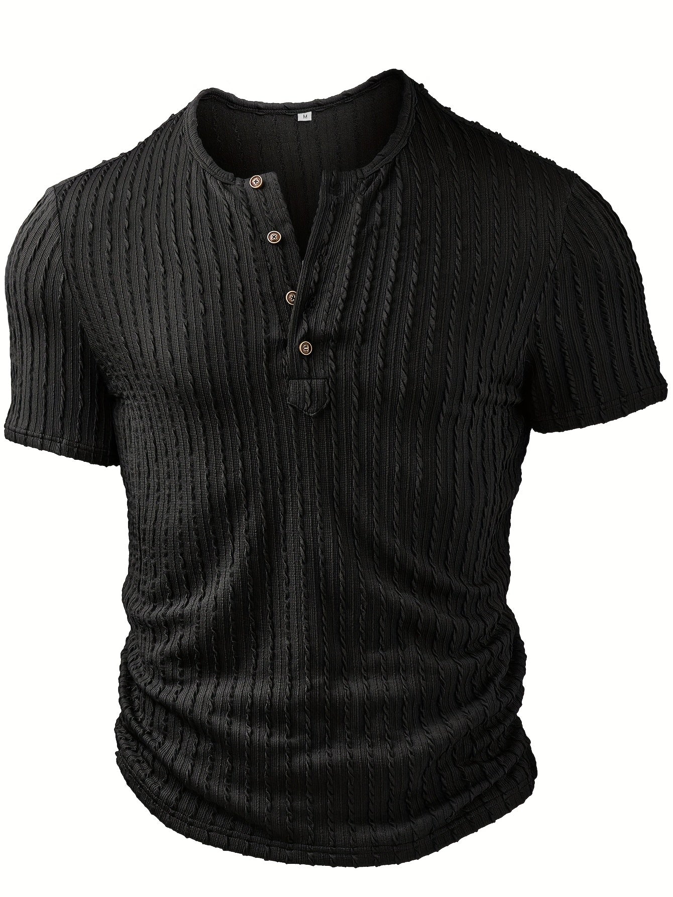 Herren Henley T-Shirt Kurzarm – Lässiges Sommer-Oberteil mit Knopfleiste, modischer Struktur-Look