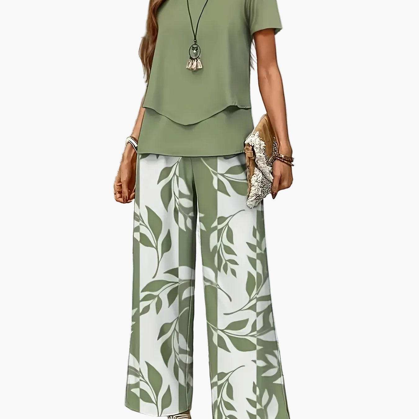 Damen Sommer Set Elegant Zweiteiler mit Weiten Hosen und Kurzarmshirt – Perfekt für Freizeit und Urlaub