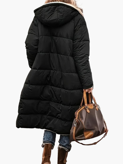 Damen Winter Steppmantel mit Kapuze – Langer Casual Outdoor Mantel für kalte Tage
