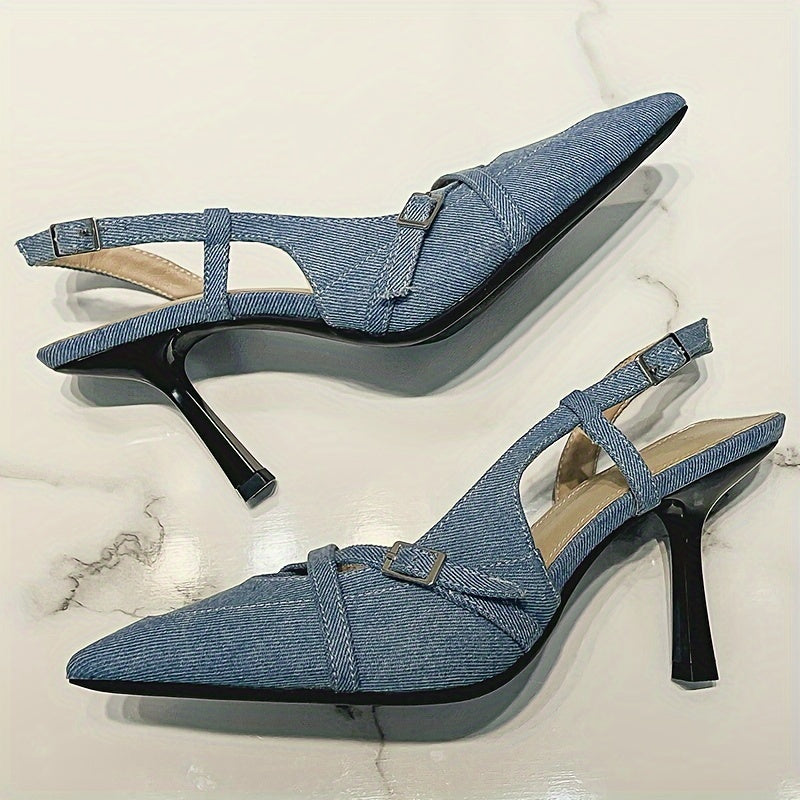 Damen Slingback Pumps mit Absatz und Riemendetails – Elegante Spitzenschuhe für Büro und Freizeit