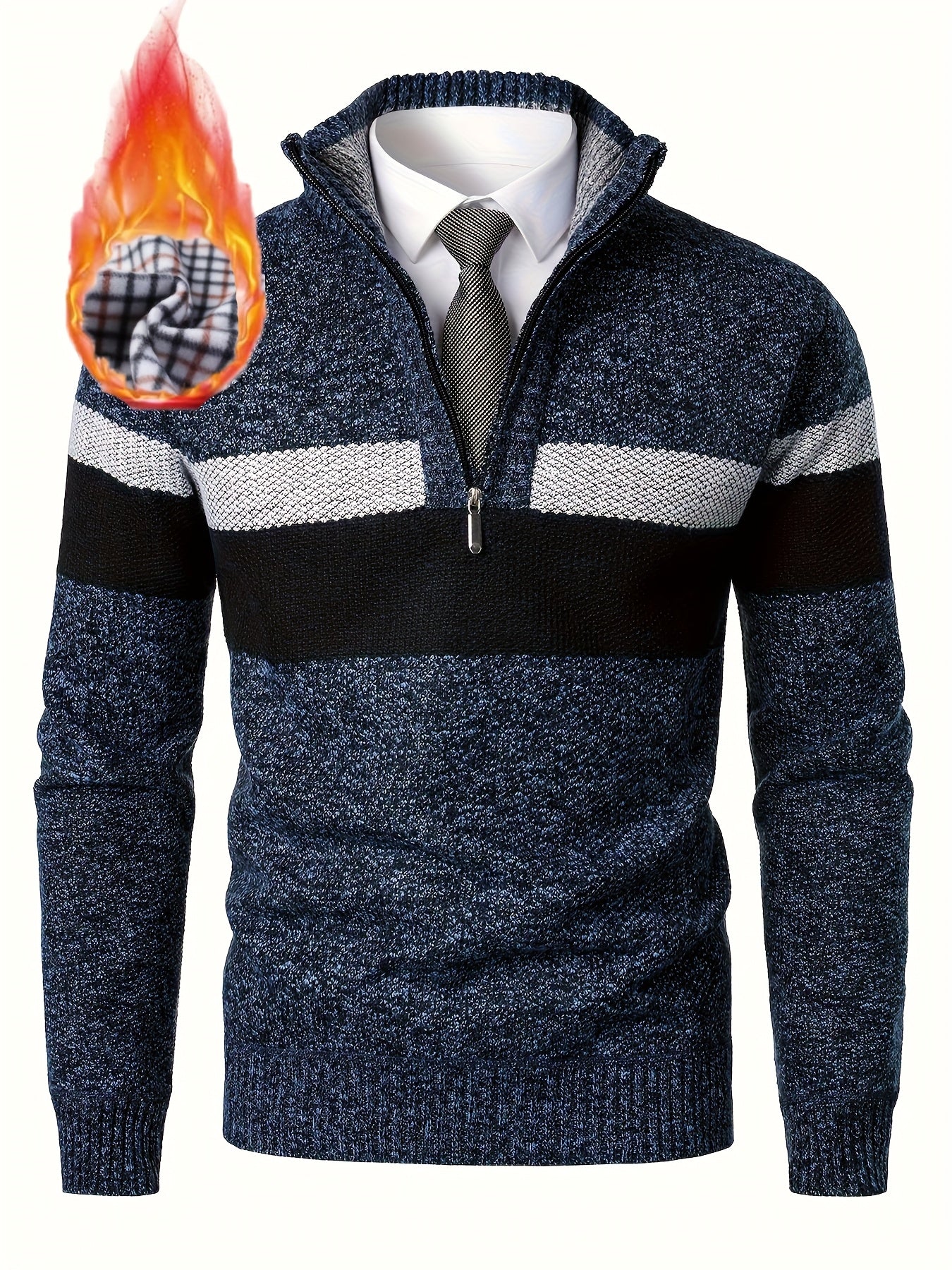 Herren Strickpullover mit Stehkragen und Reißverschluss – Eleganter Freizeit Look für Herbst & Winter