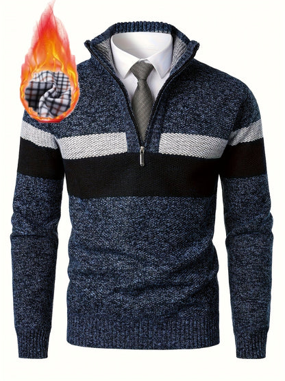 Herren Strickpullover mit Stehkragen und Reißverschluss – Eleganter Freizeit Look für Herbst & Winter