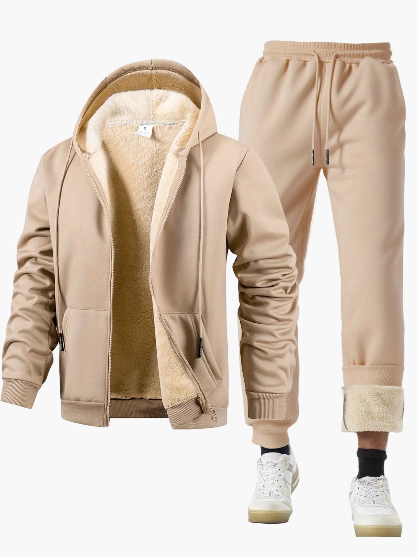 Herren Fleece Gefüttertes Hoodie Jogginganzug Set – Lässiger Style für Herbst & Winter