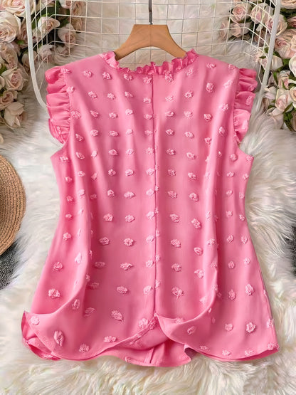 Damen Bluse Elegant mit Volants und Rüschenärmeln – Perfekt für Freizeit & Büro