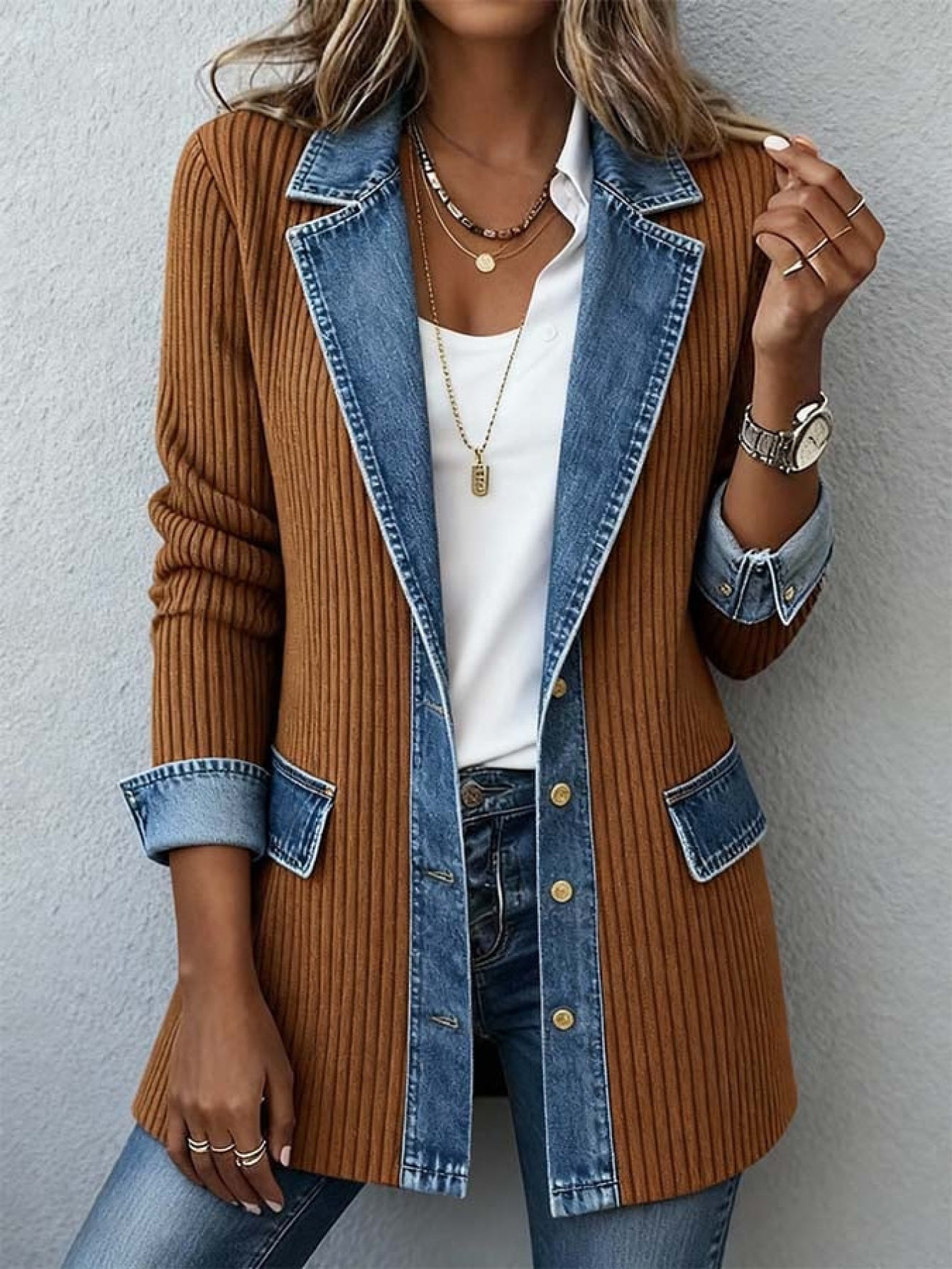 Damen Blazer im modernen Denim-Look – Eleganter Business & Casual Blazer für Alltag und Büro
