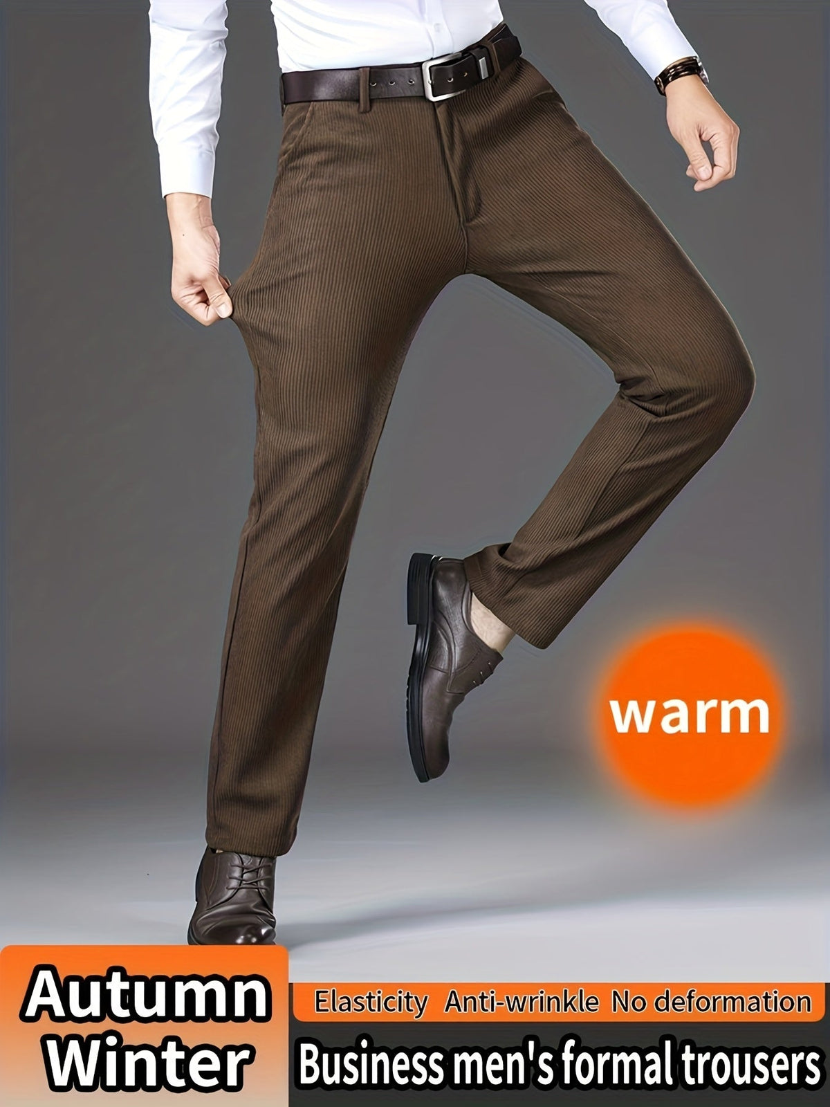Herren Kordhose, gerade geschnitten, warm, Business Anzughose