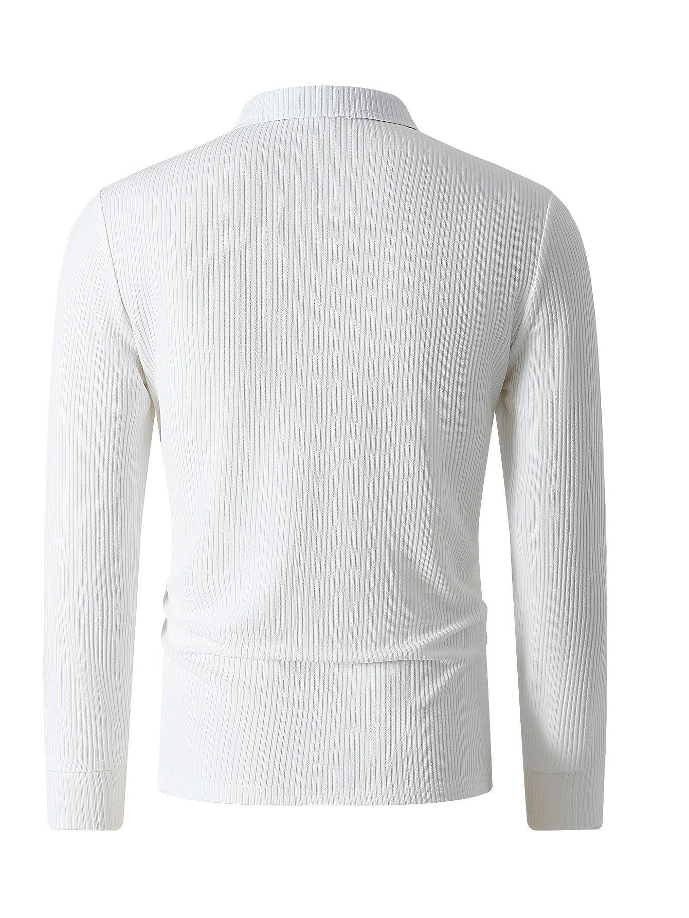 Herren Rippstrick Poloshirt Langarm mit Reißverschluss Kragen