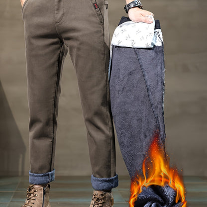 Herren gefütterte Hose Winter Warme Chinohose Cordoptik