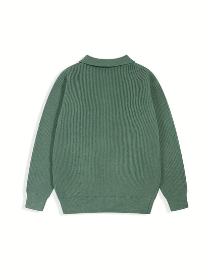 Gerippter Herren Cardigan mit Kragen und Knopfleiste, lässige Strickjacke für Männer