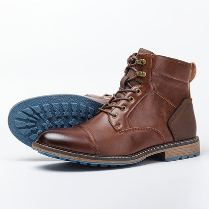 Herren Schnürstiefeletten Braun mit Kontrastsohle