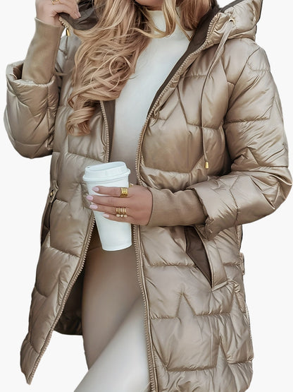 Damen Steppmantel mit Kapuze – Eleganter Wintermantel für Freizeit und Alltag