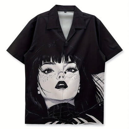 Herren Anime Grafik Kurzarm Hemd – Streetwear mit Kunst-Print