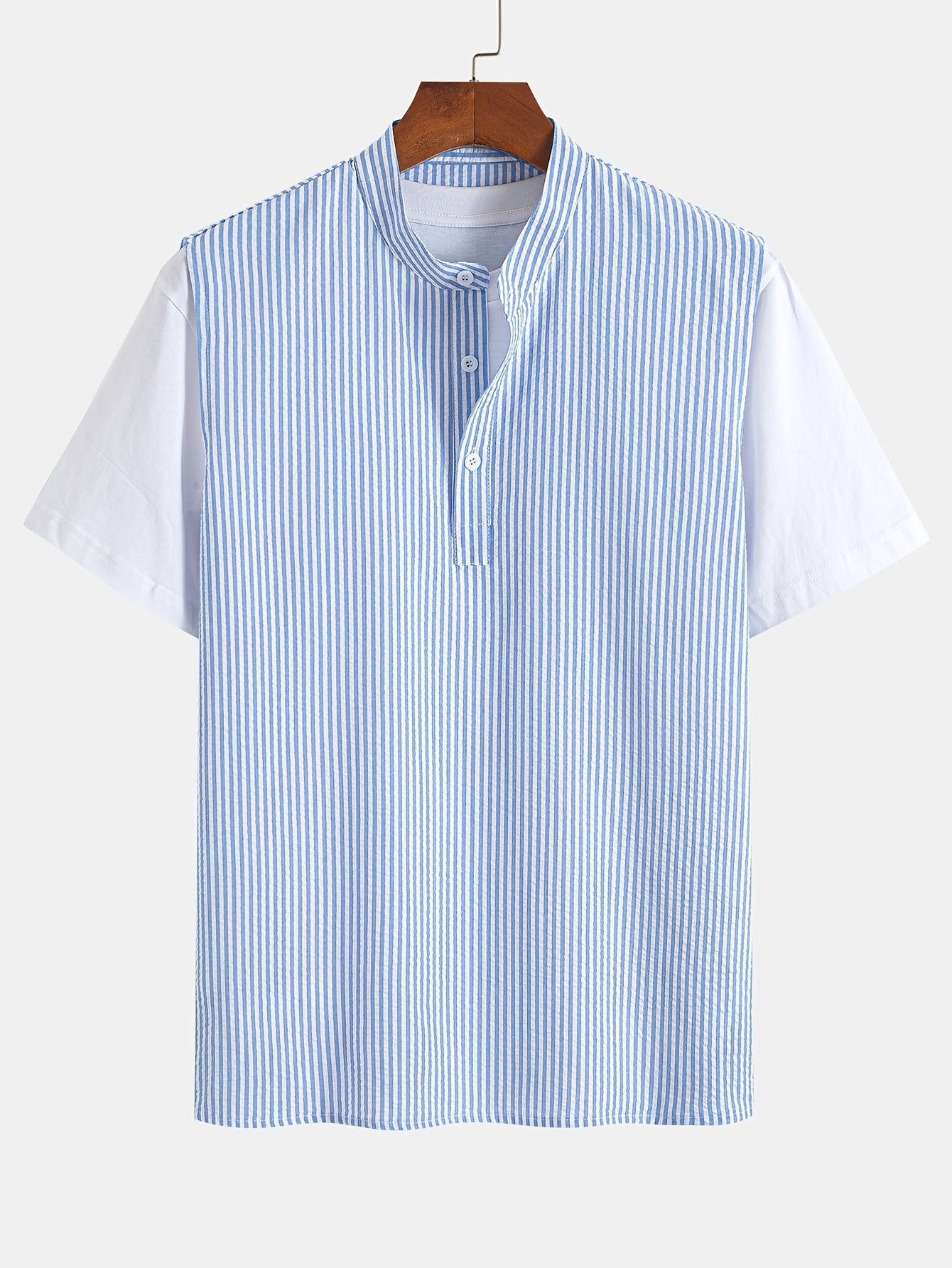 Herren Ärmelloses Streifenhemd im modernen Henley-Stil für Freizeit und Alltag