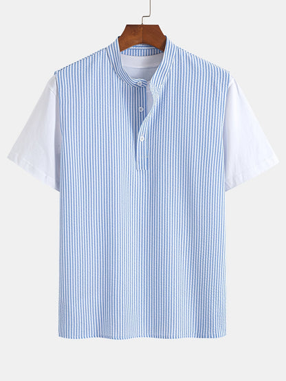 Herren Ärmelloses Streifenhemd im modernen Henley-Stil für Freizeit und Alltag