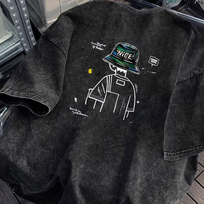 Herren Streetwear T-Shirt mit Grafik und Bucket Hat Print – Urban Style