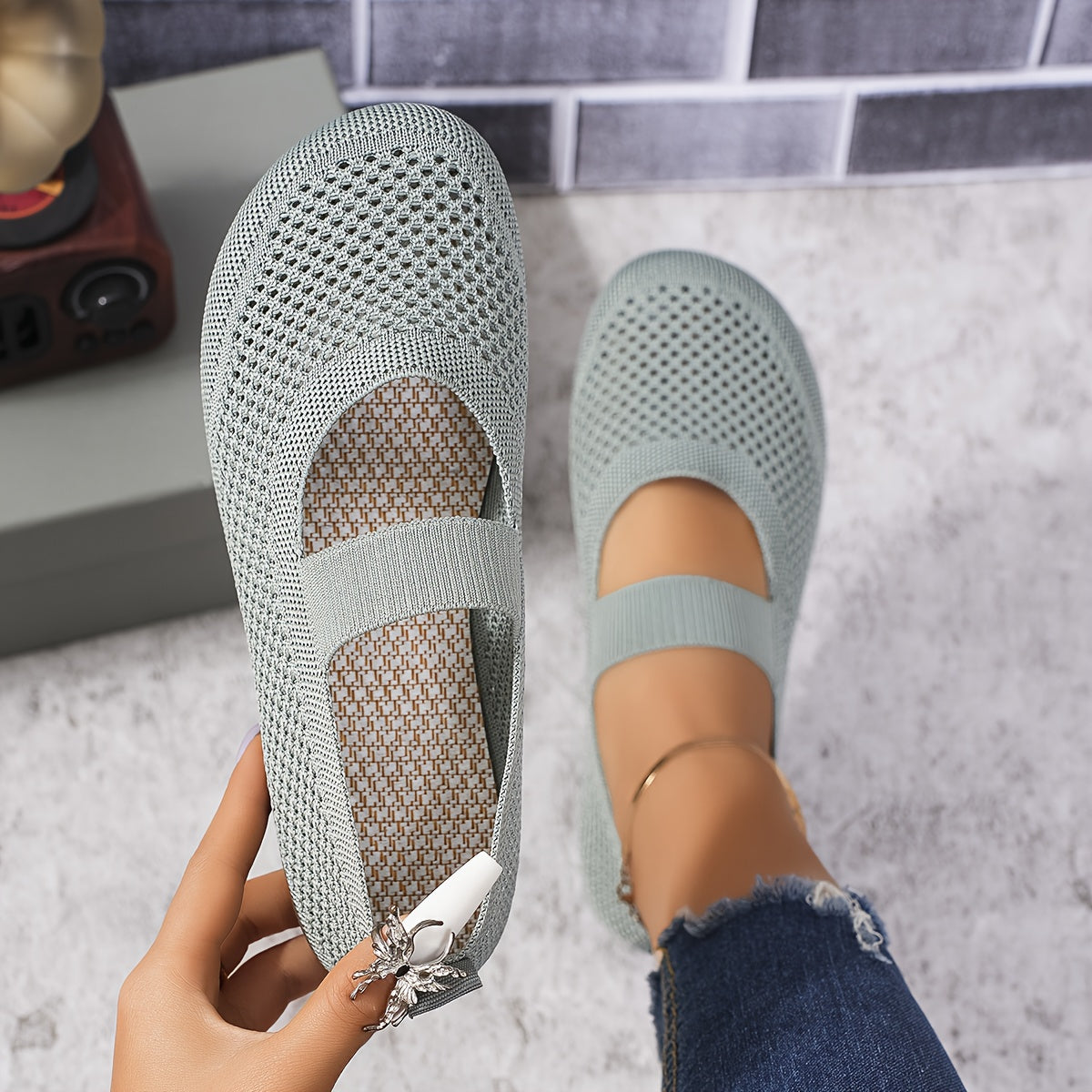 Damen Mary Jane Komfort-Slipper für Alltag und Spaziergänge – Atmungsaktive Flats