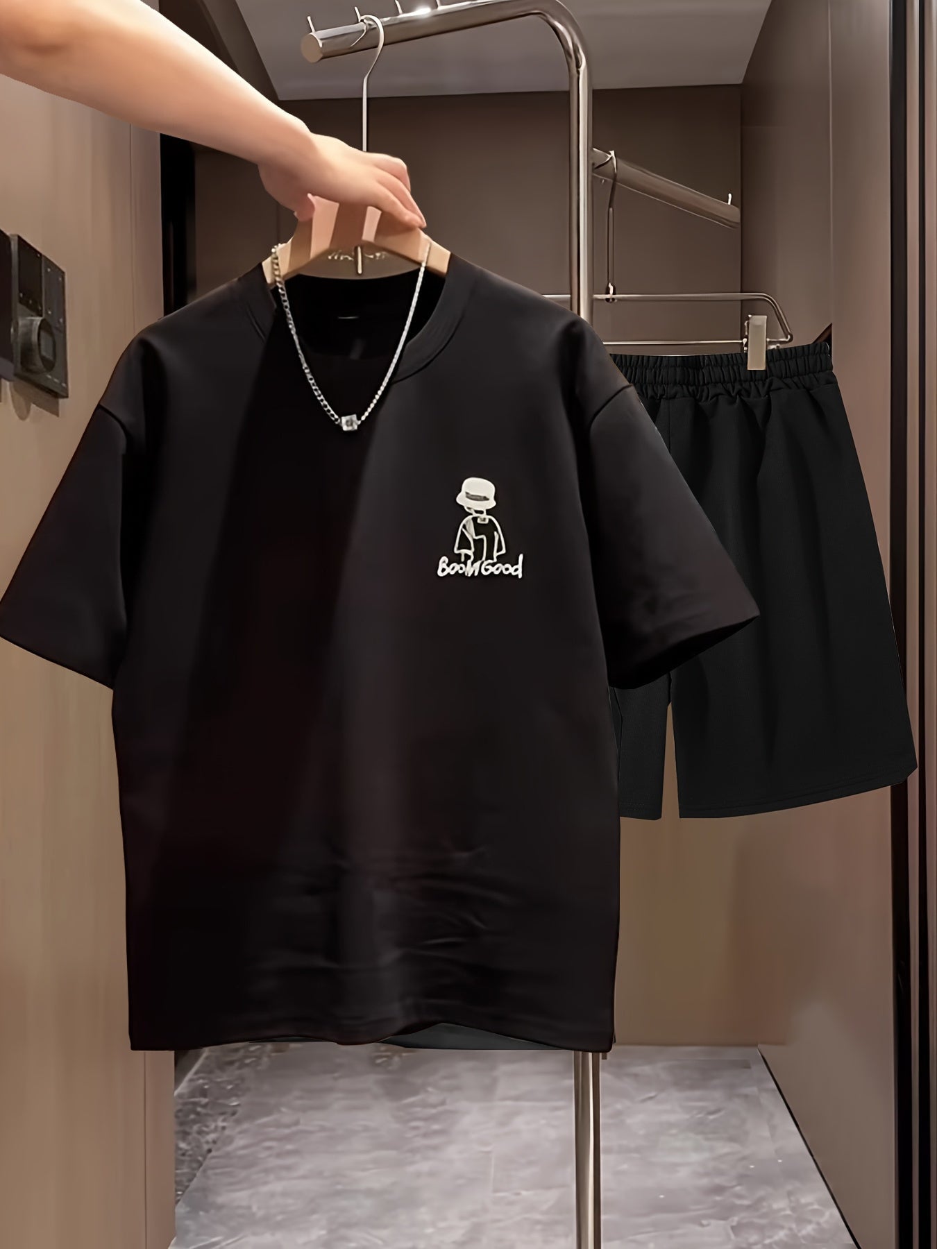 Herren Sommer Freizeit Set – T-Shirt & Shorts mit Print, Modernes Lounge- und Streetwear-Outfit