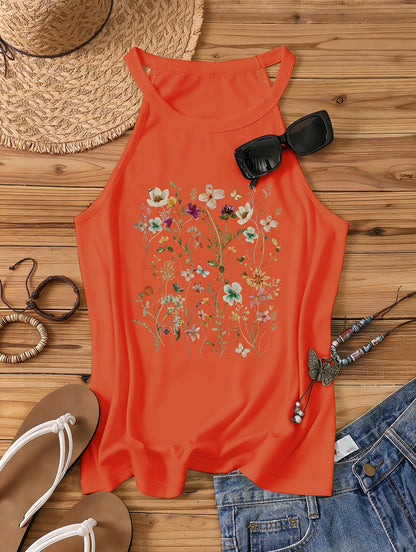Damen Sommer Tanktop mit Blumenmuster – Lässiges Freizeitshirt für den Alltag und Urlaub