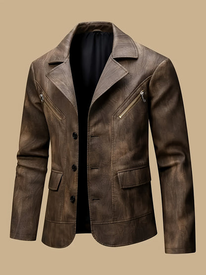 Herren Sakko Jacke mit Reißverschlussdetails und Knopfverschluss