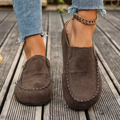Damen Slipper Mules mit Ziernaht Komfortschuhe Braun