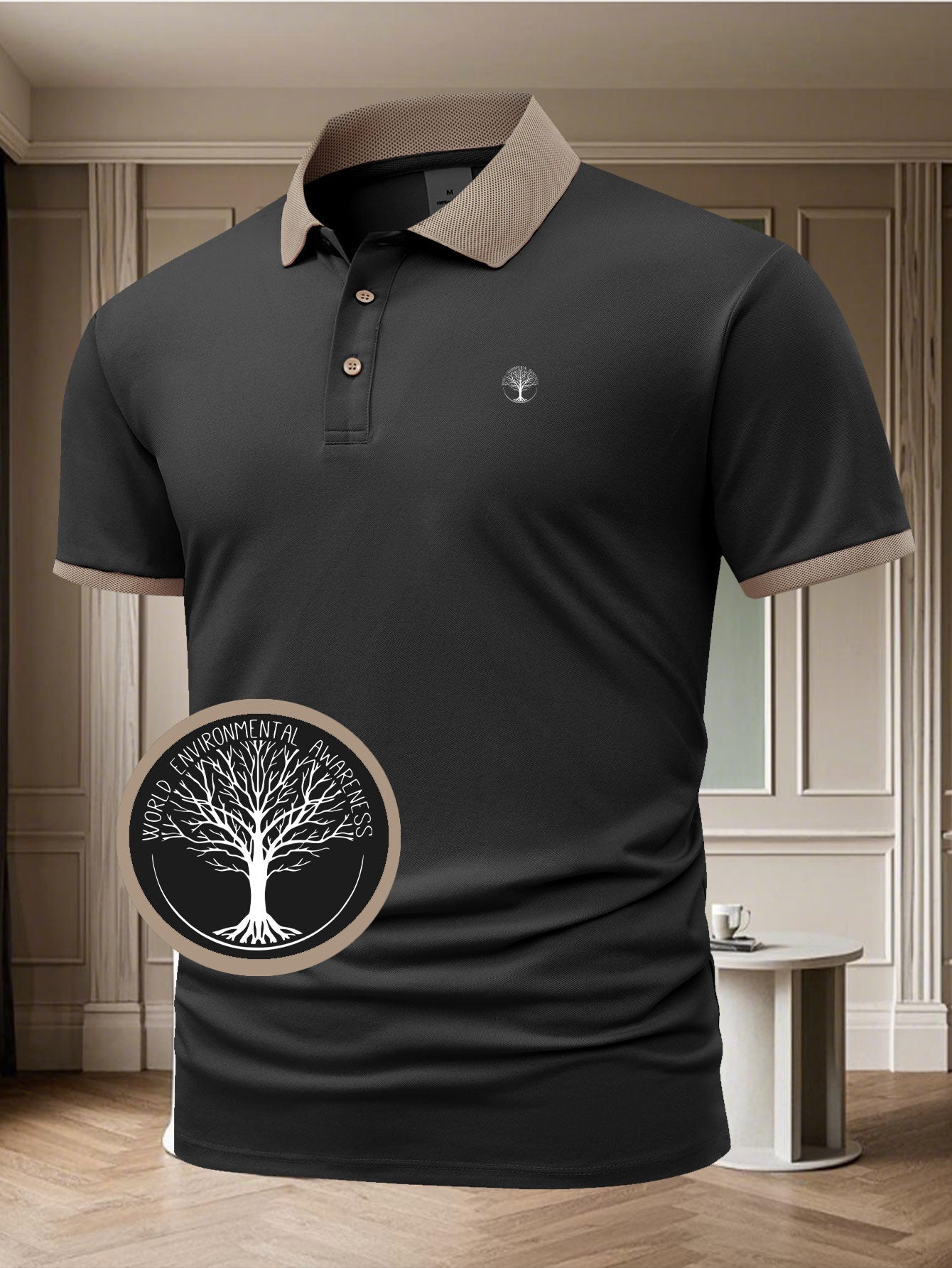 Herren Polo-Shirt mit Kontrastkragen – Eleganter Freizeit- und Business-Look, Umweltbewusstes Design