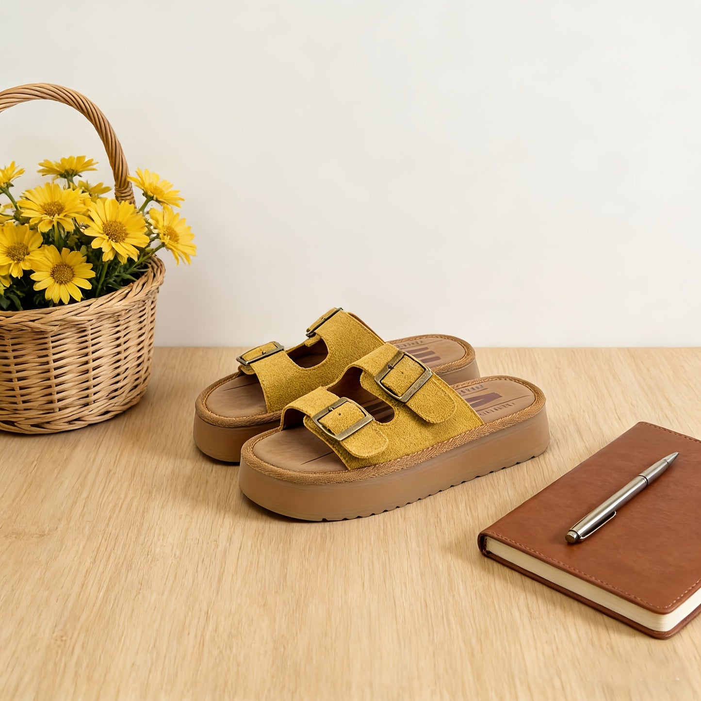 Damen Plateau-Sandalen mit Doppelriemen und Schnallen – Modische Freizeitschuhe für Alltag und Stadt