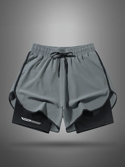 Herren Laufshorts 2-in-1 Sport Fitness Trainingsshorts mit Innenhose