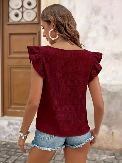 Damen Sommer-Top mit Rüschenärmeln im Casual Style – Perfekt für den Alltag oder Urlaub
