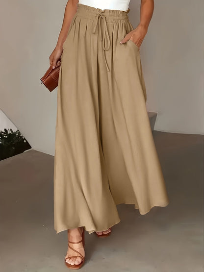 Damen Palazzo-Hose mit weitem Bein und Paperbag-Bund – Eleganter, fließender Stil für besondere Anlässe