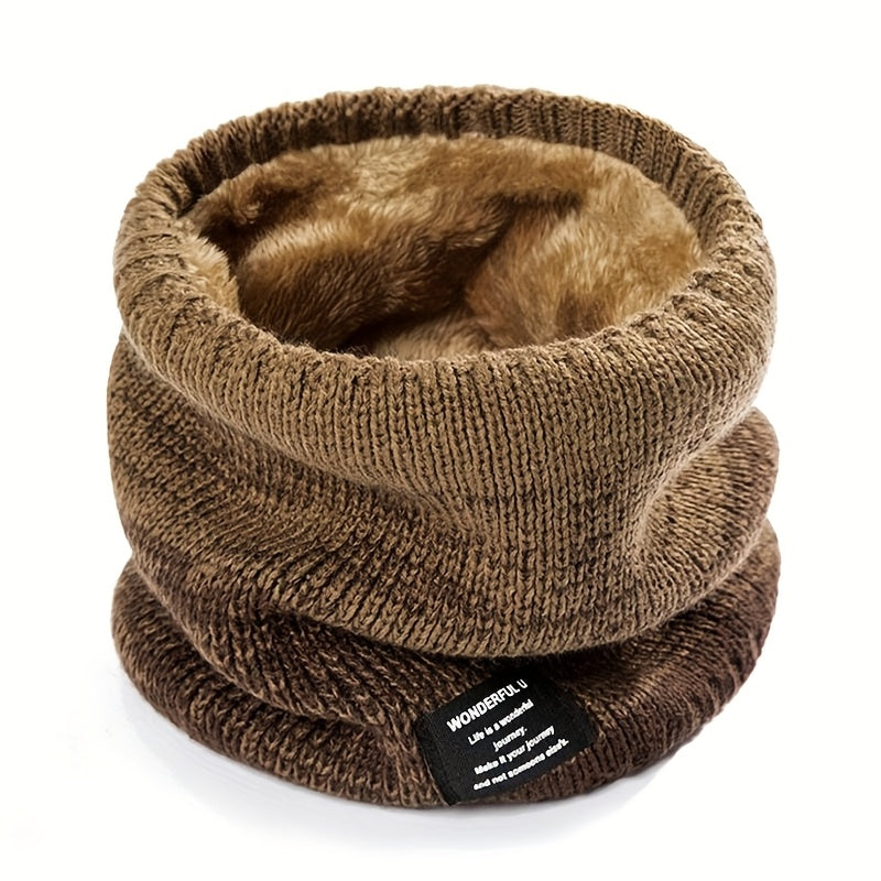 Fashion Letter Cloth Label Gradient Knit Scarf Autumn Winter Fleece Thickened Double Layer Warm Neck Cover Outdoor Leisure Sports Running Cycling Skiing Mountaineering Windproof Warm Neck Scarf