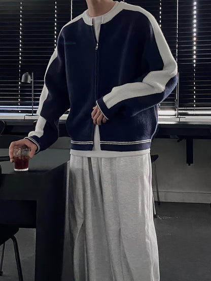 Strickjacke Herren mit Reißverschluss, Raglanärmel, Zweifarbig