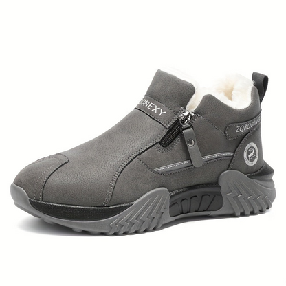 Unisex Winterstiefel gefüttert mit Reißverschluss, rutschfeste Sohle, Warmhaltende Schneeschuhe