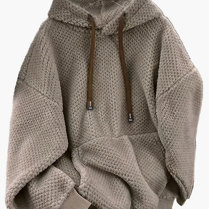 Teddy-Fleece Hoodie für Damen mit Kapuze und Kängurutasche, Kuscheliger Oversize Pullover