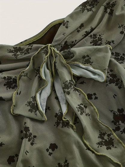 Damen Bandeau Top mit Schleifen-Detail und Blumenmuster – Elegantes Bustier für besondere Anlässe