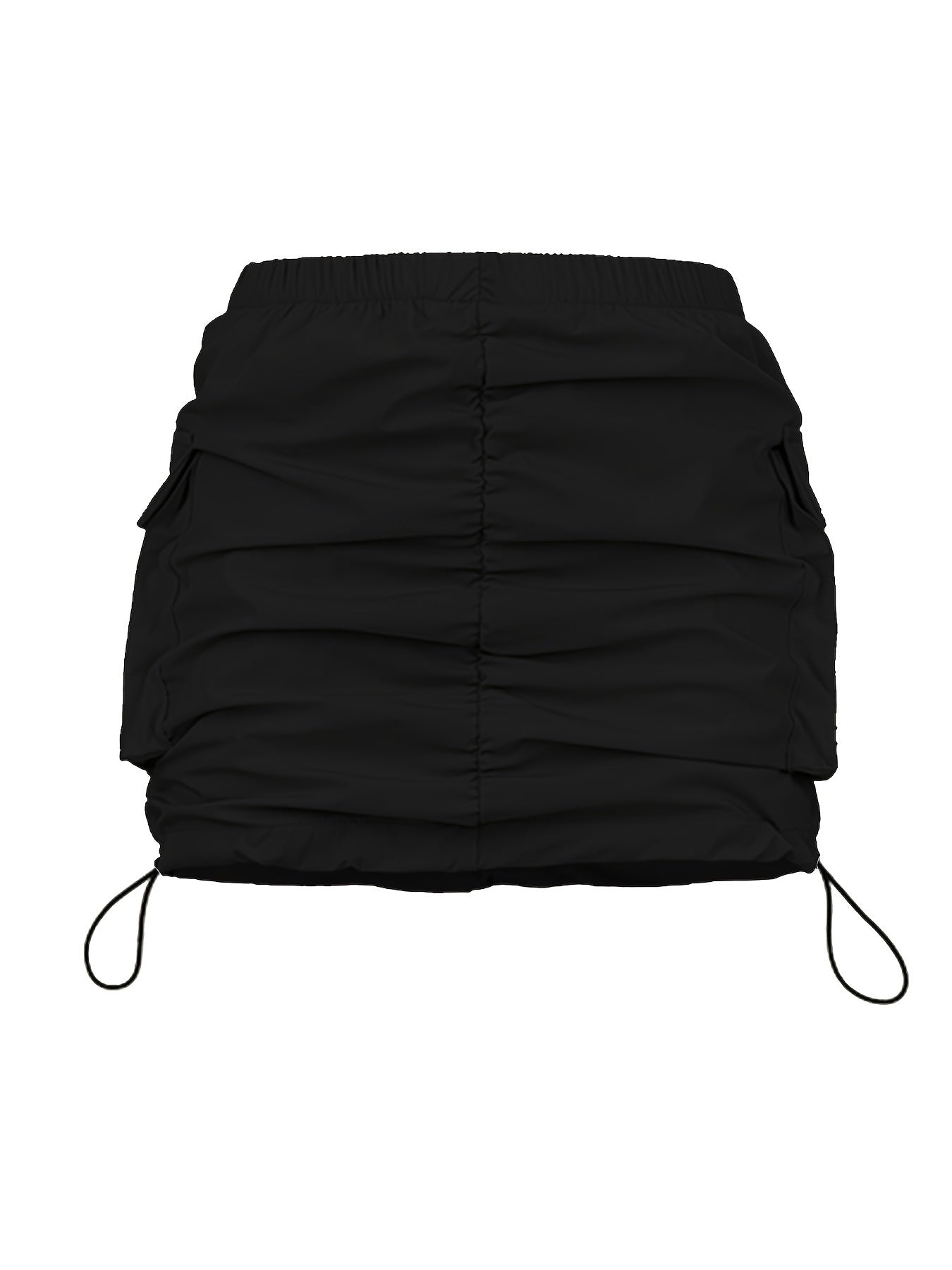 Damen Utility Minirock mit Raffung und Kordelzug – Streetstyle Cargo Skirt
