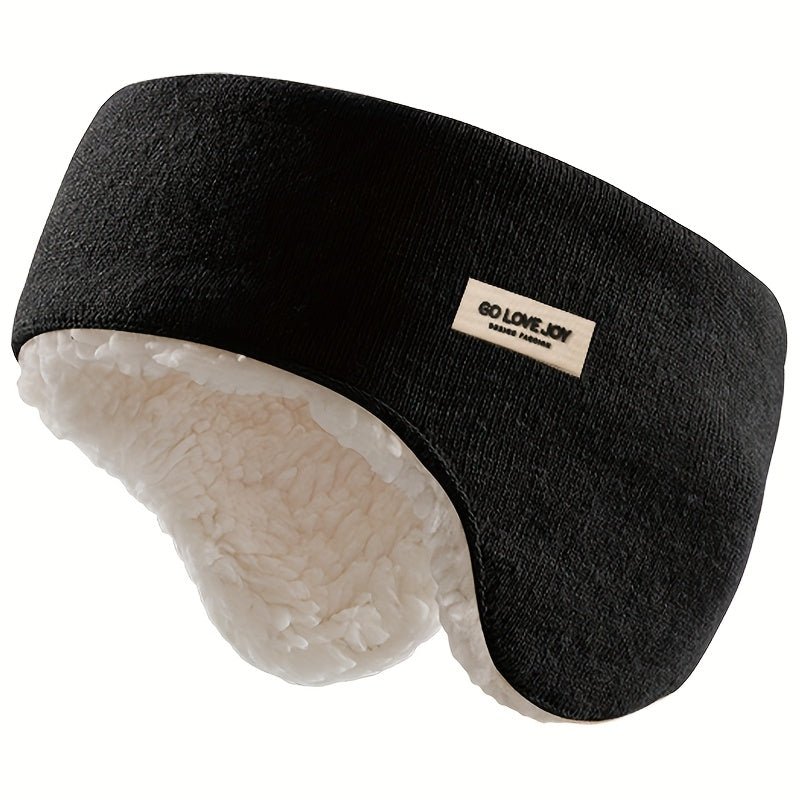 Winter Stirnband Ohrenwärmer mit flauschigem Futter, Strickoptik