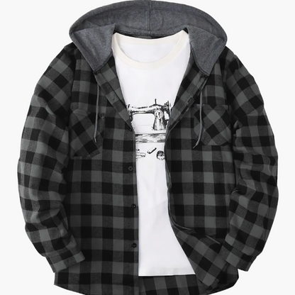 Herren Karo-Hemdjacke mit Kapuze – Lässige Streetwear für Alltag und Freizeit