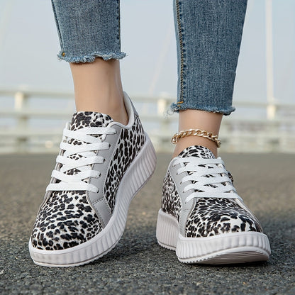 Damen Plateausneaker mit Leopardenmuster und Reißverschluss – Modische Freizeitschuhe für Alltag und Streetstyle