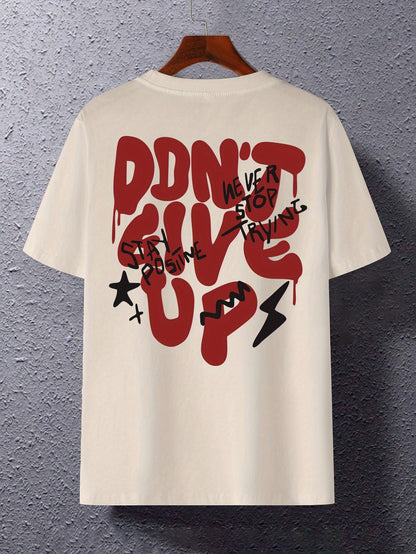 Herren Oversize Streetwear T-Shirt mit Motivdruck 'Don't Give Up' – Urban Style für Motivation und positive Vibes