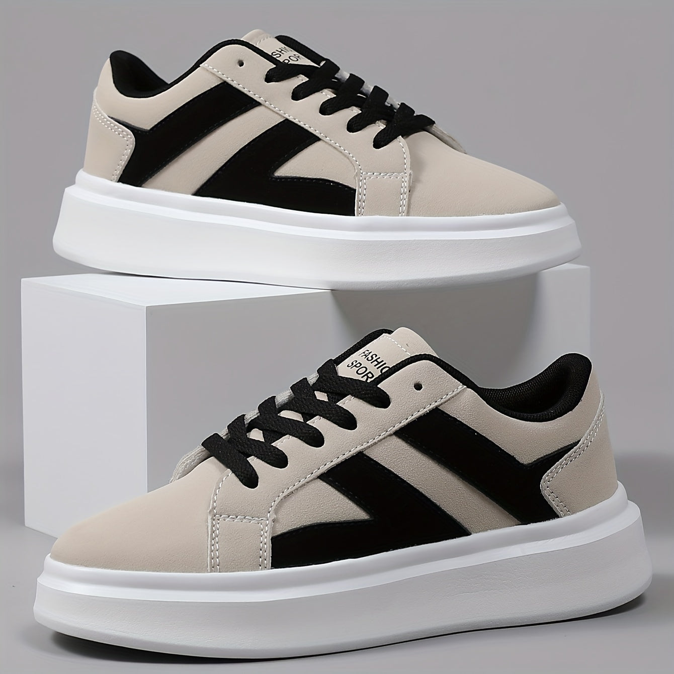 Herren Sneaker Streetstyle Low-Top mit Plateau und Kontrast-Design – Urbaner Alltagsschuh