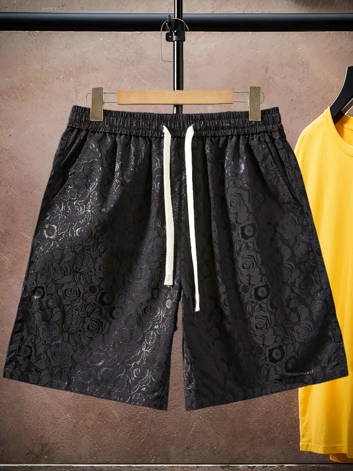Herren Premium Jacquard-Shorts mit Rosenmuster – Modische Freizeithose für stilbewusste Looks